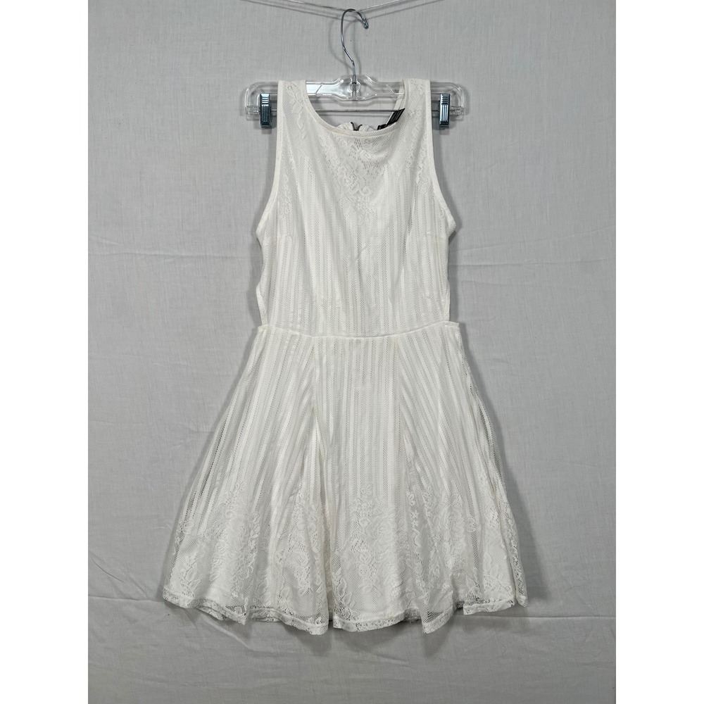 Fire Los Angeles White Lace Fit and Flare Dress Sleeveless Side Cutouts Size M